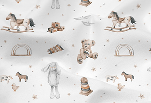 Сатин (бавовняна тканина) Коник-гойдалка та іграшки (ширина 160 см, 120 г/м2)
