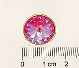 Брошка Xuping колір 14K з кристалами Swarovski "Кристал Fuchsia Delite" ø 16мм, фото 4