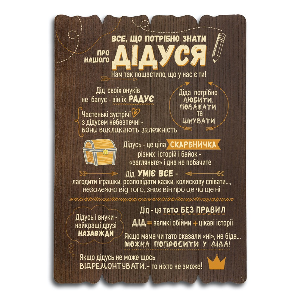 Декоративна дерев'яна табличка 41 29   "Правила дідуся", фото 1