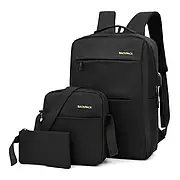 Рюкзак міський 3в1 Backpack 9018 дорожній комплект чорний