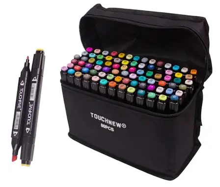 Маркери TOUCH Sketch Marker Black 80 шт. різнобарвні + сумка, фото 1