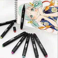 Маркери TOUCH Sketch Marker Black 80 шт. різнобарвні + сумка, фото 6