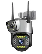 Камера відеоспостереження вулична 2L-V12 4G ptz camera 1080p app v380 4MP | Вулична камера з двома об'єктивами, фото 3