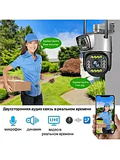 Камера відеоспостереження вулична 2L-V12 4G ptz camera 1080p app v380 4MP | Вулична камера з двома об'єктивами, фото 5