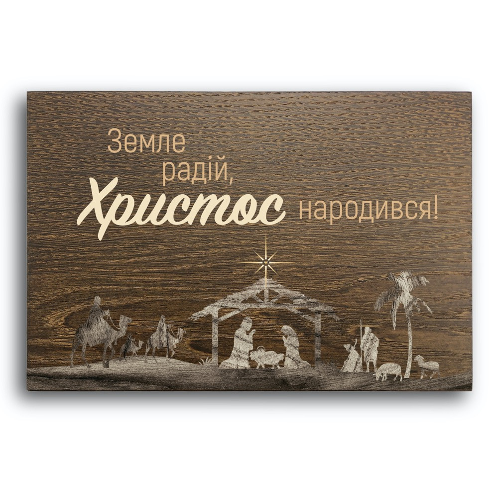 Декоративна дерев'яна плакетка 30 20 "Земле радій! ", фото 1