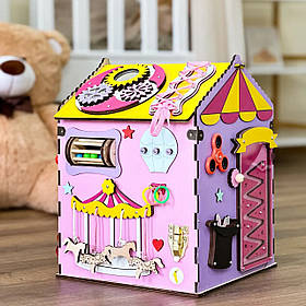 Бізібудинок з дерева 55х30х30 см Цирк 41х35х35 см Рожевий