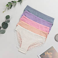 Труси жіночі сліпи в рубчик з мереживом Nicoletta Туреччина M, L, XL, 2XL | 5 шт.