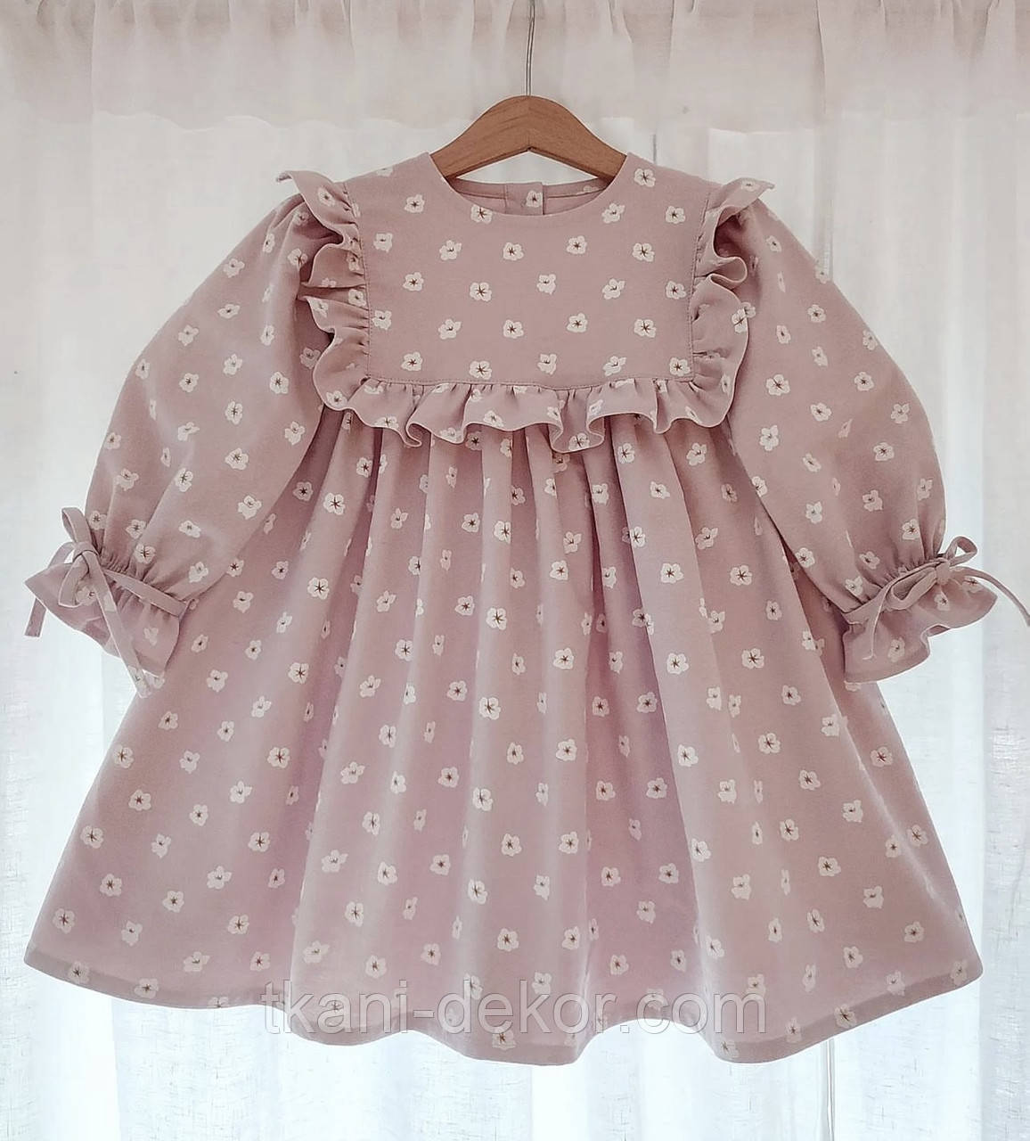 Тепла бавовна, плательна, білі квіти на рожевому, (0,35*150см), 150 г/м2, фото 1