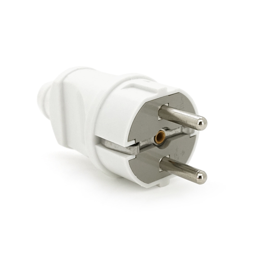 Вилка Євро із заземленням пряма, розбірна, Premium16А 220V, колір білий, Q25, фото 1