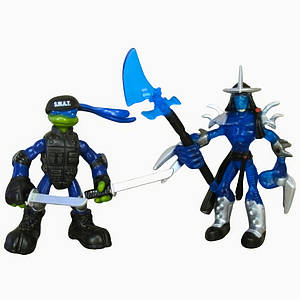 Набір міні-фігурок Леонардо і Шреддер 6 см- Leonardo and Shredder, S.W.A.T., 4Kids, Playmates