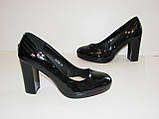 Жіночі чорні туфлі екошкіра на стійкому підборі розмір 36, фото 9