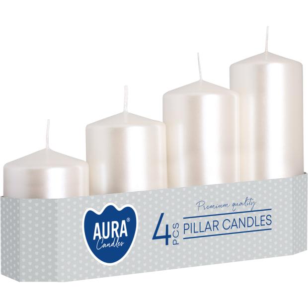 Набір свічок 4 шт. циліндр Білий перламутр (sw50/4-190), фото 1