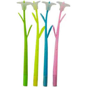 Ручка гелева синя 0,5мм Квітка  12шт/уп 9009, 41387-UN