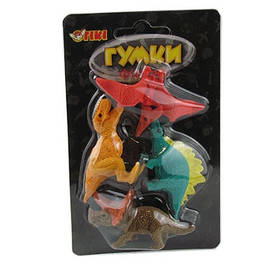 Гумки фігурні на блістері Динозаври,ящерки великі 4шт 14*8см TIKI 50828-TK