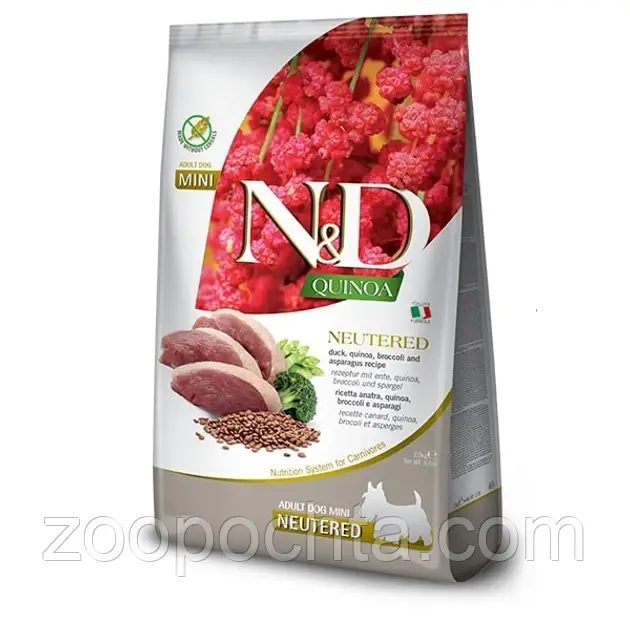 Сухий беззерновий корм для стерилізованих собак малих порід Farmina (Фарміна) MINI з качкою 2.5 кг, фото 1