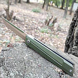 Ніж складний Tanto Green на підшипнику, сталь D2, G10 олива, фото 3