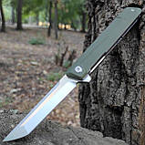 Ніж складний Tanto Green на підшипнику, сталь D2, G10 олива, фото 2