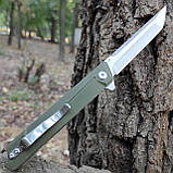 Ніж складний Tanto Green на підшипнику, сталь D2, G10 олива, фото 4