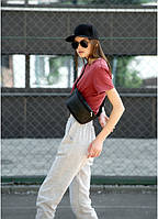 Al Женская сумка на пояс бананка из эко-кожи Sambag Tirso MSH чорна поясная через плечо нагрудная