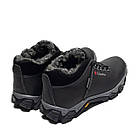 Чоловічі зимові кросівки з натуральної шкіри з хутром чорні чоловічі теплі хутряні черевики на товстій підошві, фото 3