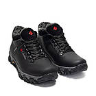 Чоловічі зимові кросівки з натуральної шкіри з хутром чорні чоловічі теплі хутряні черевики на товстій підошві, фото 4