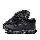 Чоловічі зимові кросівки з натуральної шкіри з хутром чорні чоловічі теплі хутряні черевики на товстій підошві, фото 5