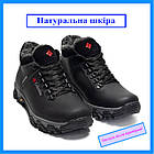 Чоловічі зимові кросівки з натуральної шкіри з хутром чорні чоловічі теплі хутряні черевики на товстій підошві, фото 2