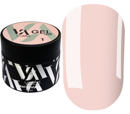 Гель для нарощування Valeri Builder Gel, 15 мл No01 Nude, світло-рожевий