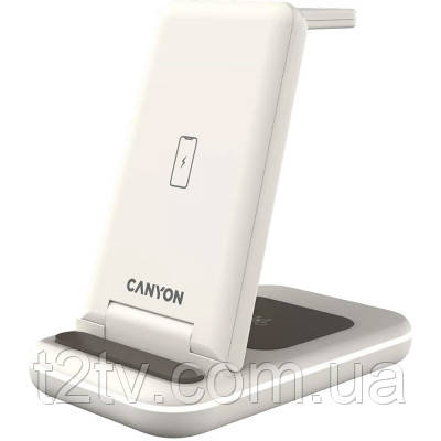 Зарядний пристрій Canyon WS-304 Foldable 3in1 Wireless charger Cosmic Latte (CNS-WCS304CL)