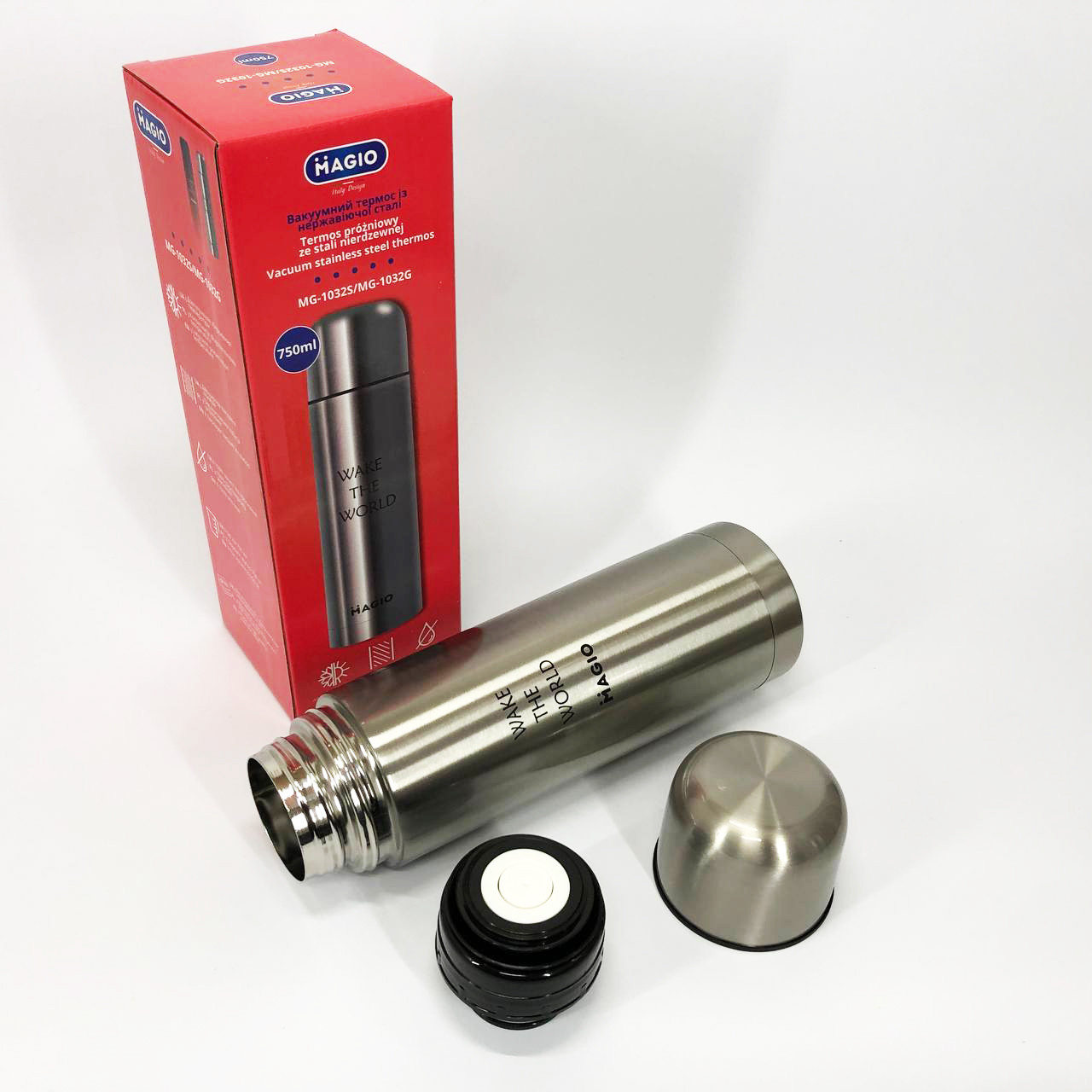 Термос у вигляді пляшки MAGIO MG-1032S 750 мл, Термос з нержавіючої сталі для гарячого чаю NP-92, фото 1