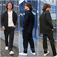 Детский школьный брючный костюм на мальчика рубашка и брюки . Черный костюм для мальчика 10,11,12,13 лет.