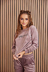 Комплект домашній ВЕЛЮРОВИЙ 2-ка штани кофта PERFECT КАПУЧІНО 601