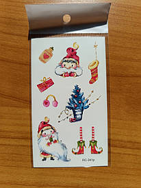 Флеш Тату. 11*6 См. Тимчасова, Перевідна. Набір, Меррі Крістман, Новий Рік, Акварельний, Олені, Rc-340 (S),