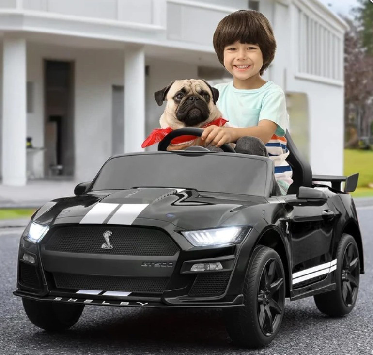 Дитячий електромобіль на акумуляторі Ford Shelby GT500 з пультом радіокерування для дітей 3-8 років Чорний