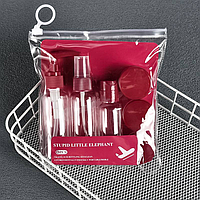 Набор баночек для путешествий для косметики 8 предметов, бордовый/ Набор пустых флаконов в косметичке