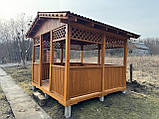 Дерев'яна альтанка 3 на 4 м, розбірна (на 10-12 осіб)  з фарбуванням,, фото 3