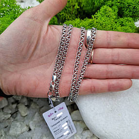 Жіночий срібний ланцюжок 925° проби 45 см * 5 мм "Грецький бісмарк" з чорнінням, фото 3