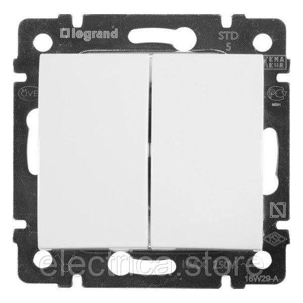 Вимикач 2-клавішний білий Valena Classic Legrand 774405, фото 1