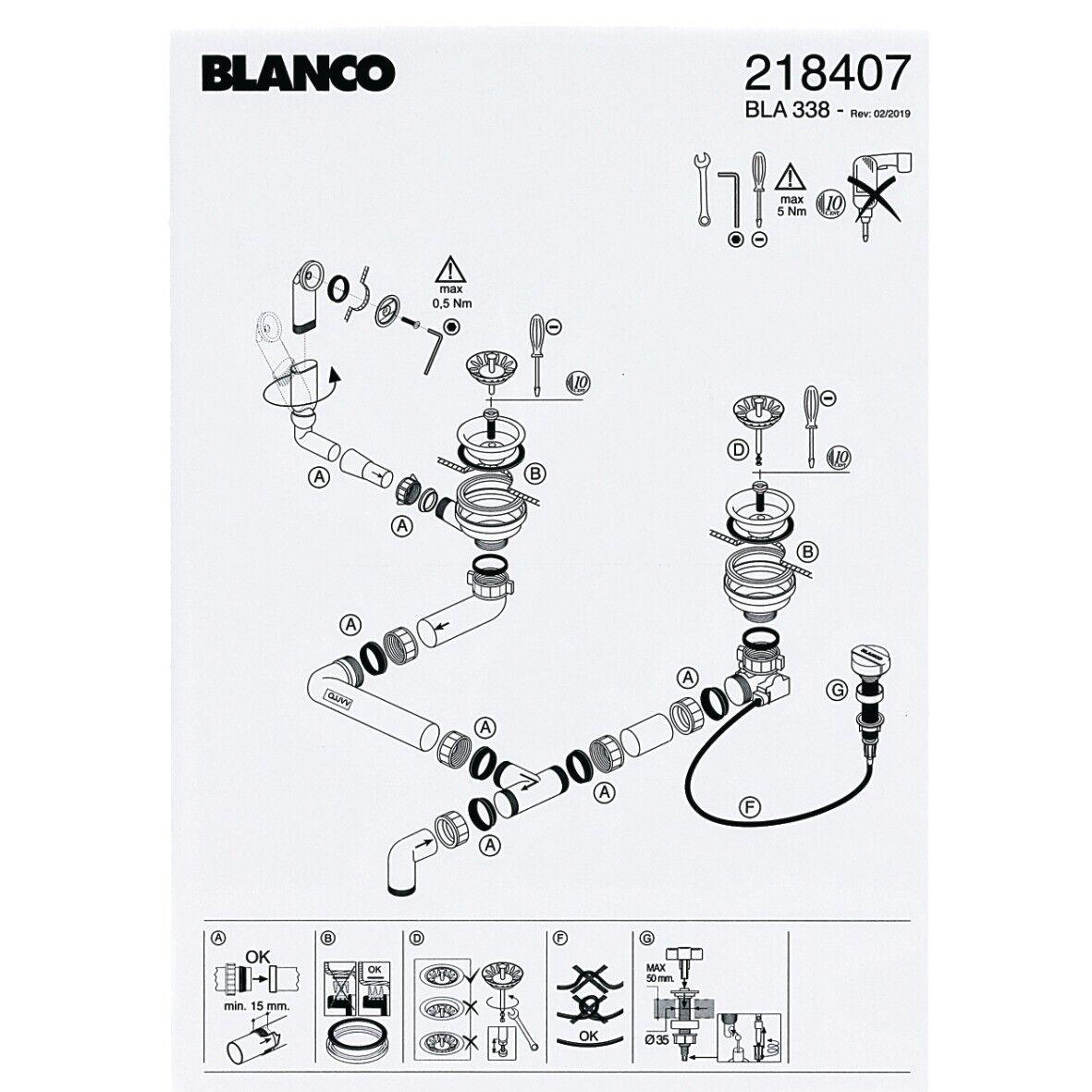 Євро вентиль - автомат з переливанням  Blanco 218 407 для подвійної кухонної мийки (Німеччина)