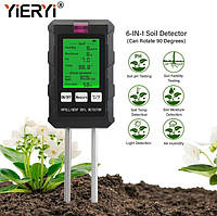 Аналізатор ґрунту 6 в 1 YiERYI YR371 (pH, температура, освітленість, родючість, вологість ґрунту та повітря)