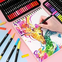 Акварельні двосторонні маркери для скетчина Color 80 шт., Фломастери на водній основі двосторонні, фото 3