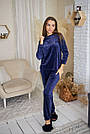 Комплект домашній ВЕЛЮРОВИЙ 2-ка штани кофта PERFECT СИНІЙ 601, фото 8
