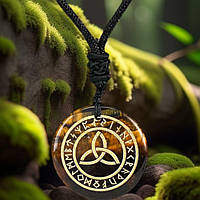 Медальон амулет из тигрового глаза «Трикветр»