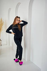 Комплект домашній ВЕЛЮРОВИЙ 2-ка штани кофта PERFECT ЧОРНИЙ 601