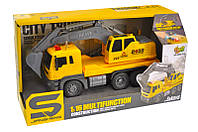 Вантажівка з краном інерційна, озвучена, зі світлом JS103 дитяча спецтехніка Екскаватор