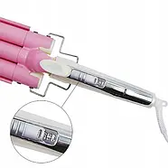 Плойка-щипці для завивки волосся SONAR F-13 30 Вт Біло-Рожева Плойка три хвилі з керамічним покриттям, фото 4