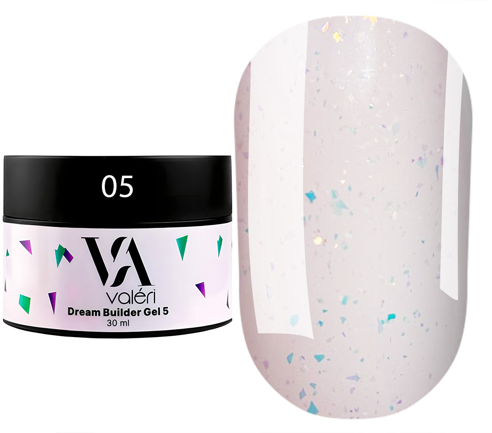 Гель для нарощування Valeri Dream Builder Gel, 30 мл No005, рожевий із блискітками