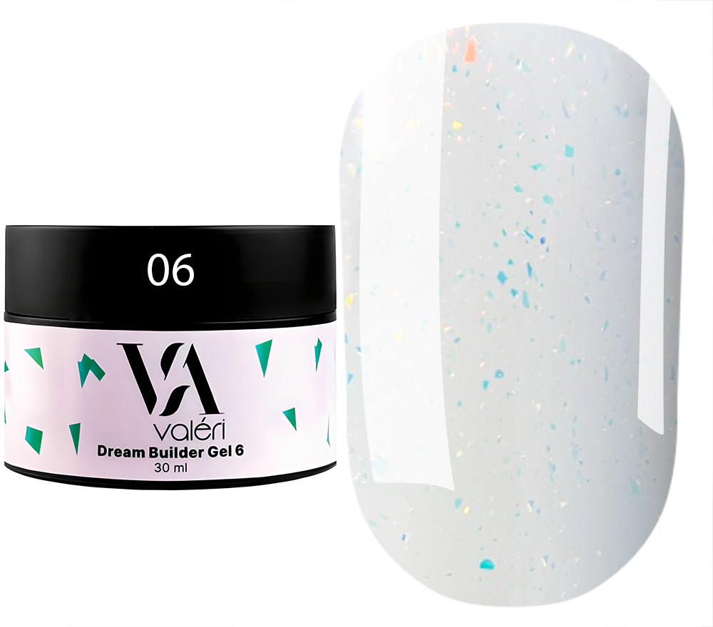 Гель для нарощування Valeri Dream Builder Gel, 30 мл No006, молочно-рожевий з блискітками
