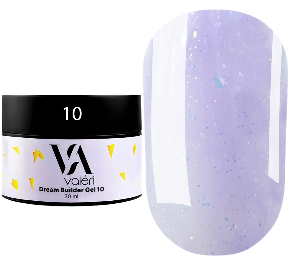 Гель для нарощування Valeri Dream Builder Gel, 30 мл No010, лавандовий із блискітками