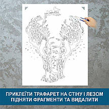 Трафарет для фарбування, Дерево-Слон, одноразовий із самоклеючої плівки 145 х 115 см, фото 3